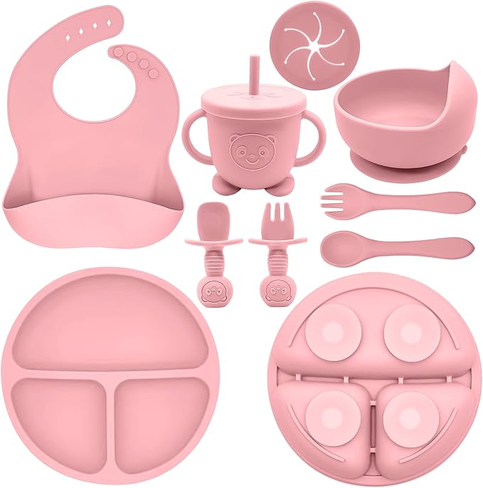 Silicone Baby Feeding Set | Baby Led Weaning Supplies Includes Suction Bowls by Munlinder