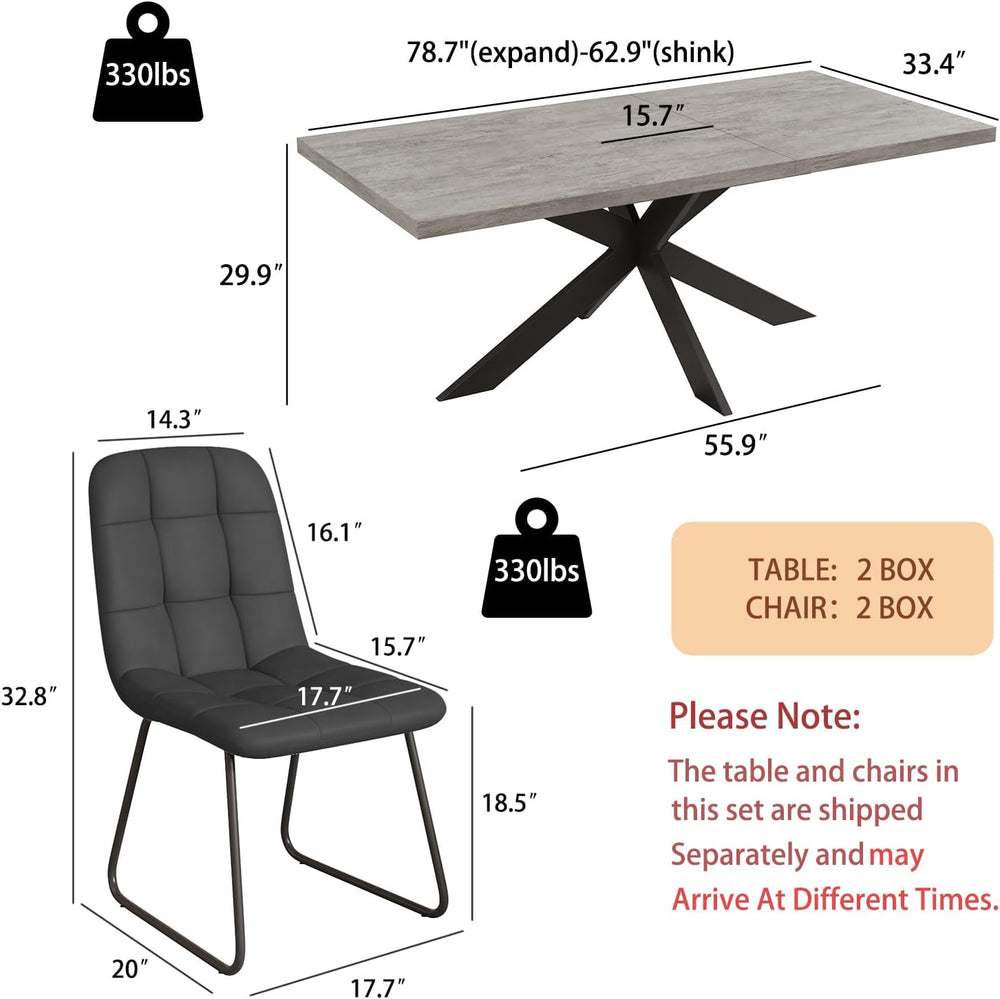 ZckyCine 7-Piece Expandable Dining Set with 63"-79" Extendable Wood...