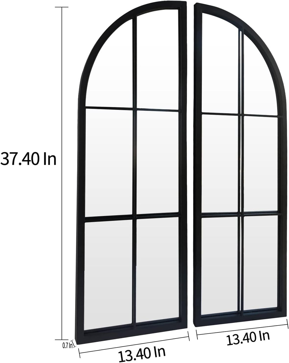 OUSHUAI Black Arched Mirror Set of 2,Window Pane Mirror for Wall Decor,Farmho...