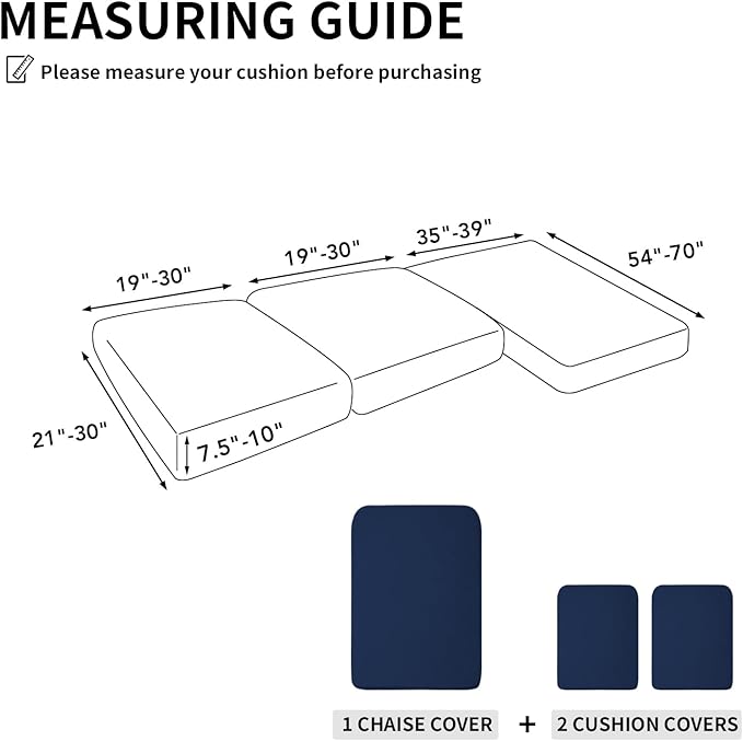 Easy-Going Stretch 3 Pieces Couch Cushion Covers