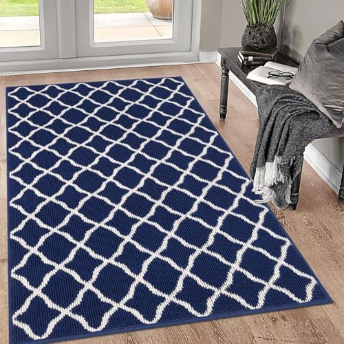 SHACOS Large Door Mat 3'x5' Indoor Washable Front Door Mats, Navy Blue