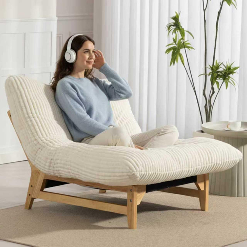 Oversized Comfy Reading Nook Chair with Frame for Adults (White)