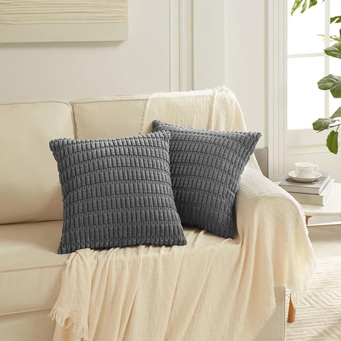 Fancy Homi 4 Packs Dark Grey Decorative Throw Pillow Covers 18x18 Inch - Image 6
