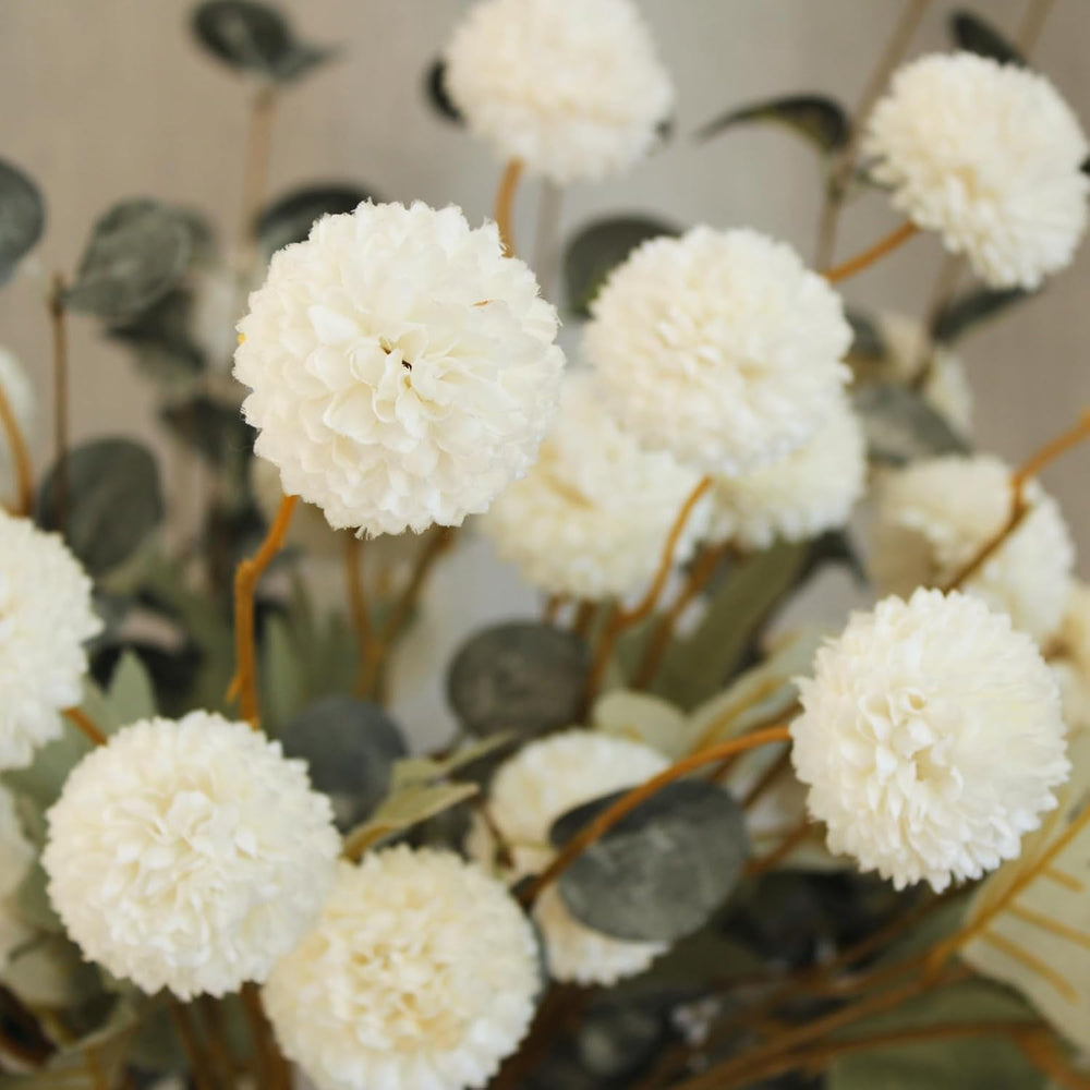 RyddeligHome White Faux Kiku Flowers for Vase(NOT Included) - 12 Long Stems