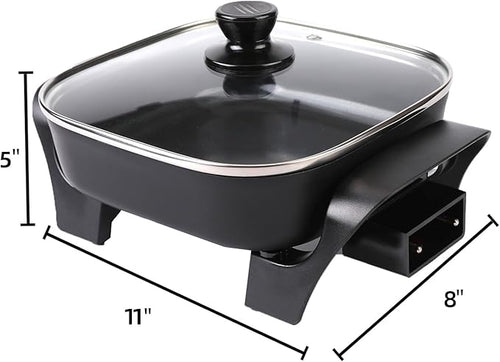 8" Electric Skillet with PFAS-Free Non-Stick Ceramic Coating, Removable - Image 2