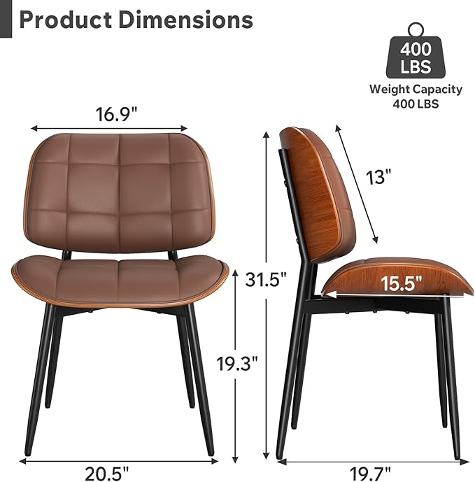Dining Chairs Set of 8, Mid Century Modern Dining Room Chair, Upholstered Fau...