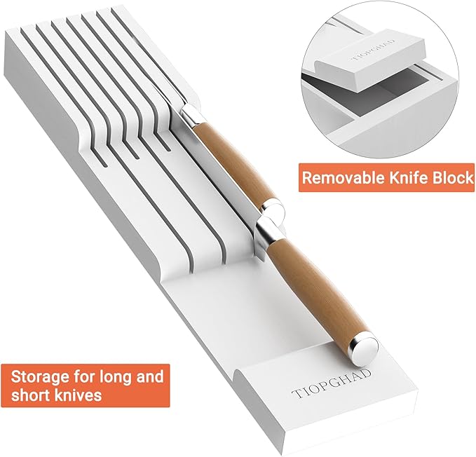 TIOPGHAD Bamboo-Silverware-Drawer-Organizer-Kitchen, Expandable Utensil Holder