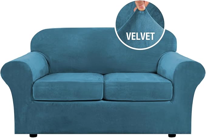 H.VERSAILTEX Real Velvet Plush 3 Piece Stretch Sofa Covers Couch Covers by HVERSAILTEX
