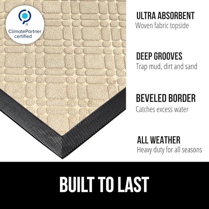 GORILLA GRIP 100% Waterproof All-Season WeatherMAX Doormat 35x23, US Designed - Image 2