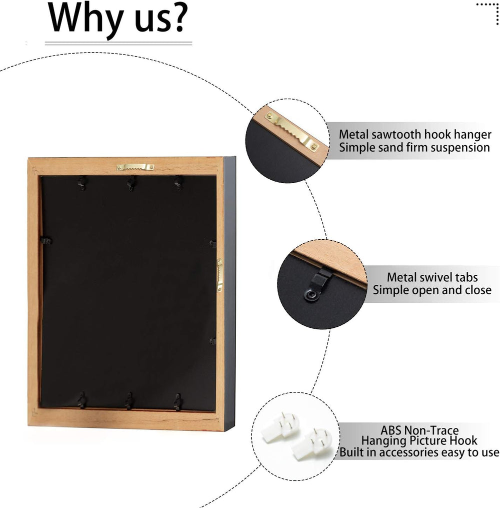ELSKER&HOME 11x14 Diploma Frame with Black Mat,Real Wood Black