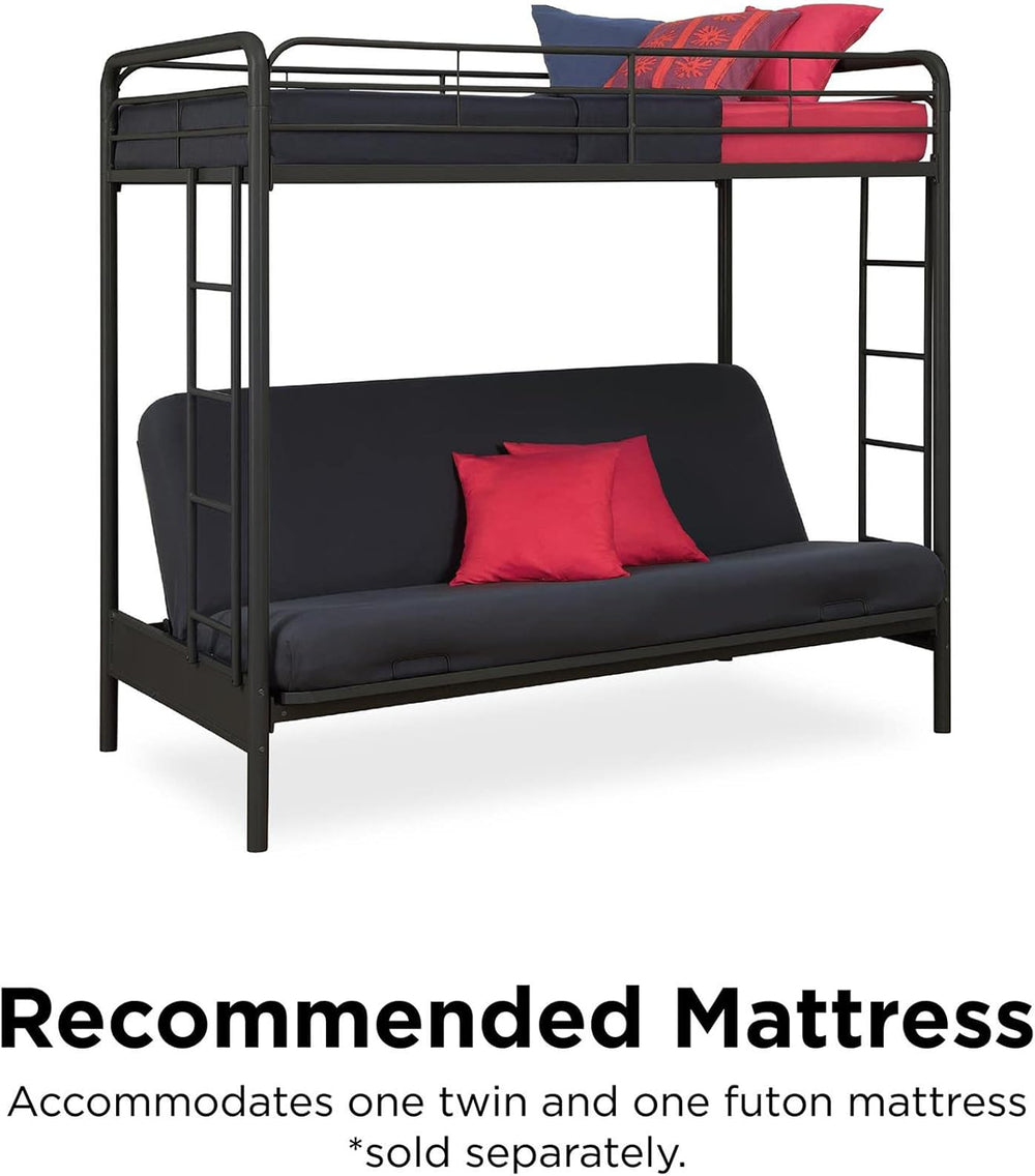 DHP Twin-Over-Futon Convertible Couch and Bed with Metal Frame, Ladder and Gu...