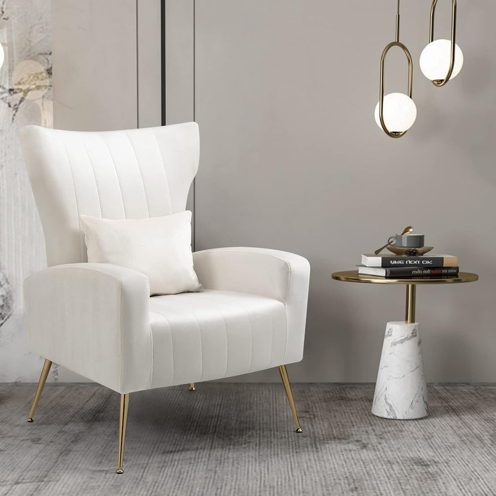 ZJhome Modern Living Room Chairs Velvet Accent Chair Armchair with Lumbar Pil...