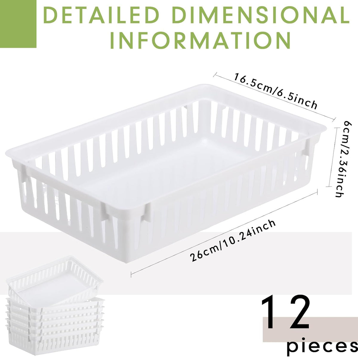 set of 12 small plastic baskets for organizing shown in use