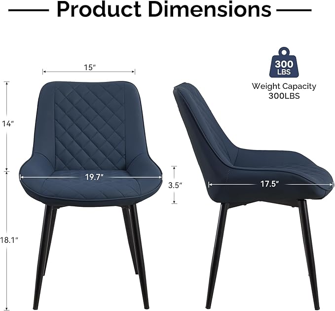 Dining Chair Set of 4, Modern Dining Chairs with Thick Cushions, Faux Leather...