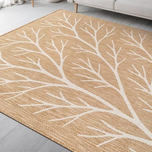 Washable Indoor Outdoor Rug 8x10 Modern Area Rugs Branch Pattern Non Shedding...