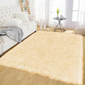 Latepis Yellow Rugs for Living Room Faux Sheepskin 5x6.7 Fuzzy Rugs Washable by Latepis