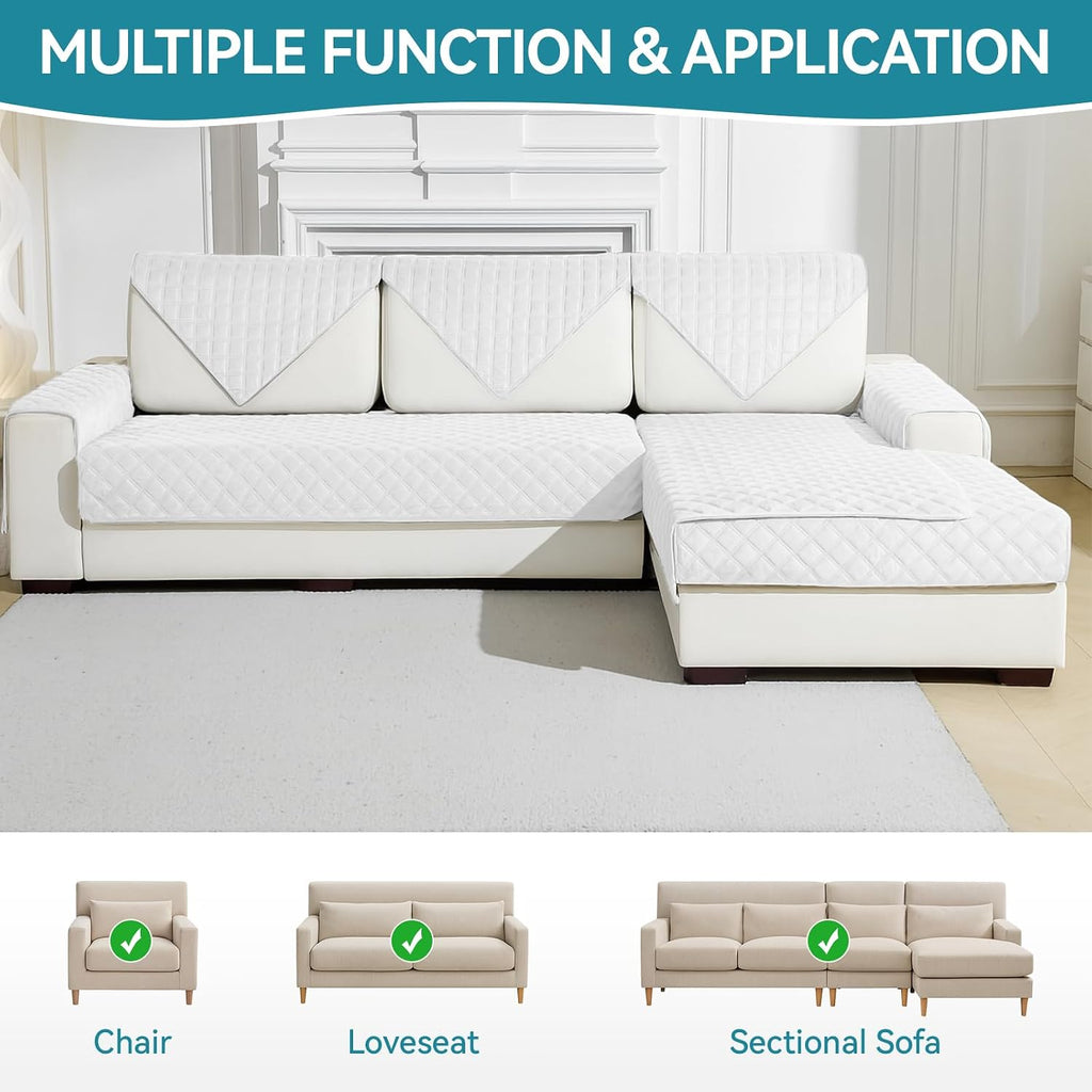 Deep Dream Armrest Covers, Sectional Couch Covers, Sofa Cover, Backrest Covers, Anti-Slip Armchair Slipcovers for Dogs Cats Pet Loveseat Recliner Leather L Shaped(White, 28"x 28")