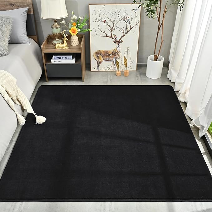 Amearea 4x4 Square Area Rugs for Bedroom Living Room, Modern Black Thickened - Image 8