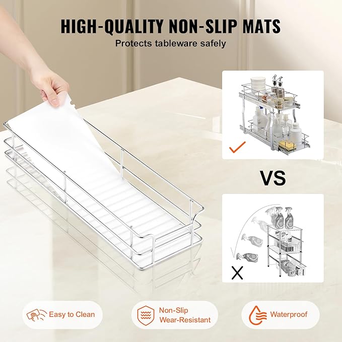 VEVOR Pull Out Cabinet Organizer, 8.5" W x 21" D x15.2 HHeavy Duty Slide Out - Image 4