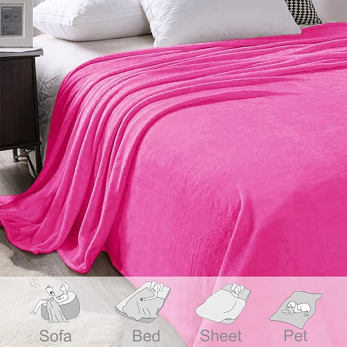 Exclusivo Mezcla Fleece Hot Pink Throw Blanket - Image 4