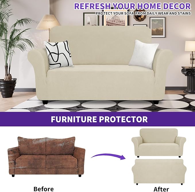 ZNSAYOTX Super Stretch Loveseat Covers, New Striped Love Seat Slipcover - Image 2