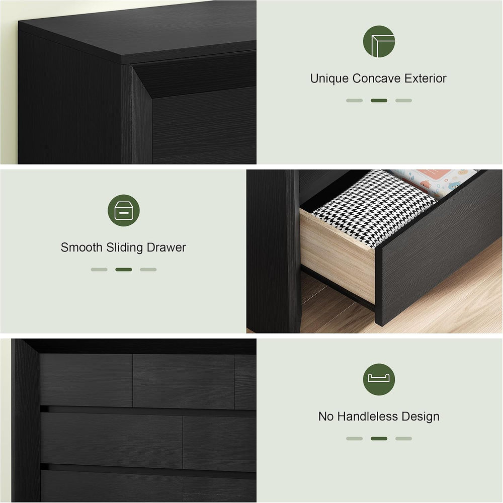 iPormis 7 Drawer Dresser for Bedroom, 57” Wide Wooden Dresser, Black