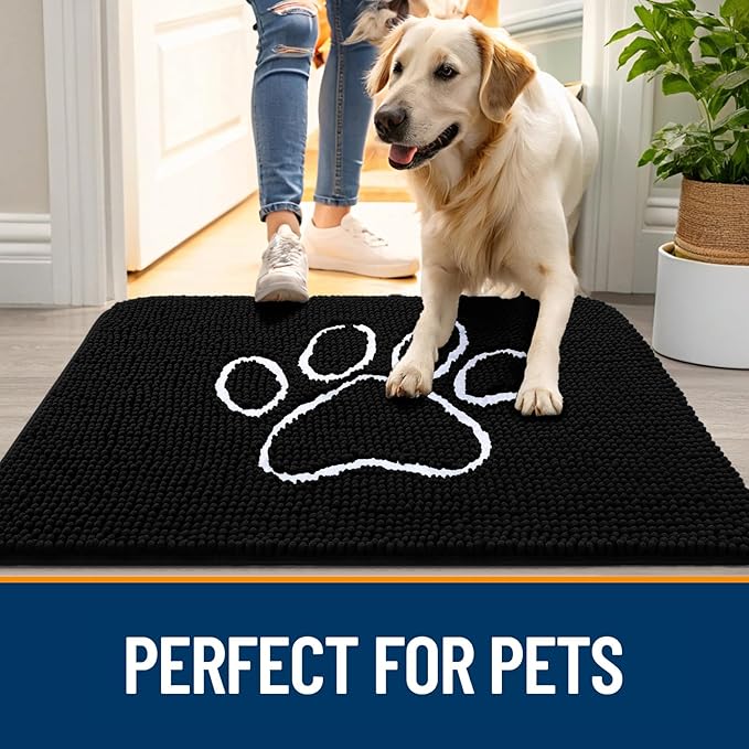 OLANLY Dog Door Mat for Muddy Paws 59x24, Paw Print Design, Absorbs Moisture - Image 6