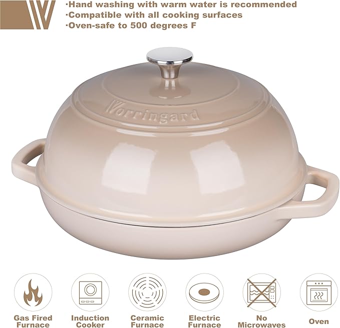 VORRINGARD Enameled Cast Iron Dutch Oven Pot
