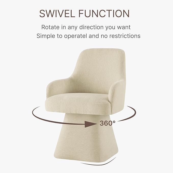 Swivel Dining Chairs Set of 2, Mid Century Modern Chairs Fabric Upholstered A...
