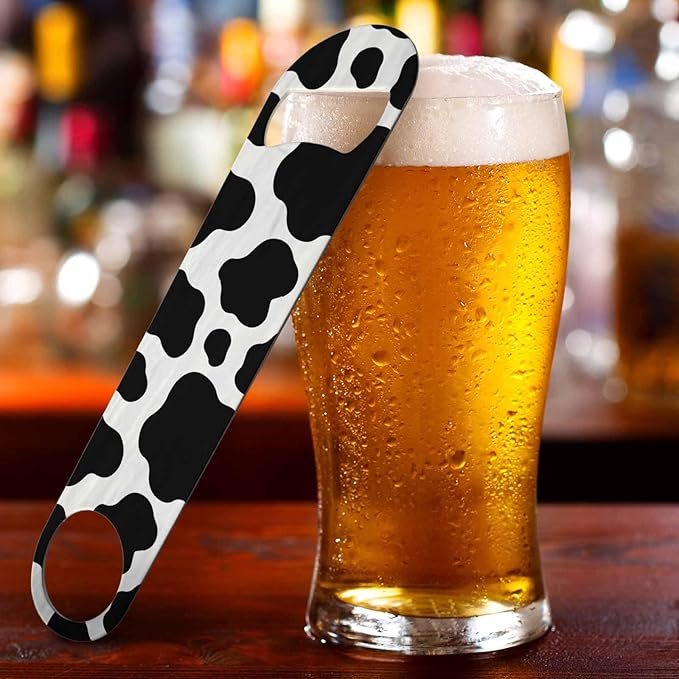 Cow Texture Stainless Steel Bottle Opener Jungle Animal Black and White Print - Image 5