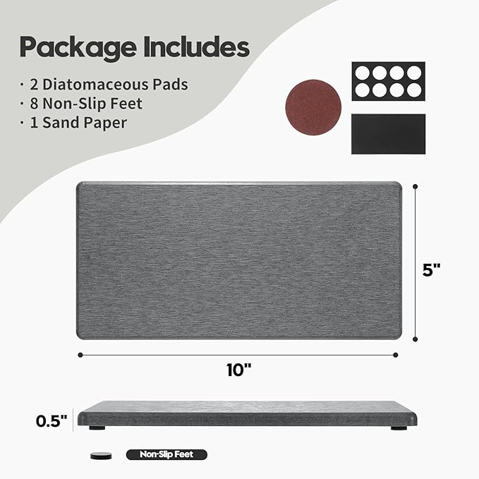 2PCS 10"x 5" Large Bathroom Sink Vanity Trays, Water Absorbing Diatomite Stone - Image 4