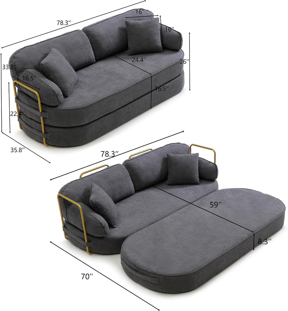 HANXIN 78.3'' Futon Sleeper Sofa Bed, Boneless Couch for Living Room,...