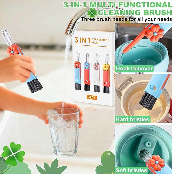 3 in 1 Cup Lid Cleaning Brush, Home Kitchen Crevice Brush, Portable Bottle - Image 4