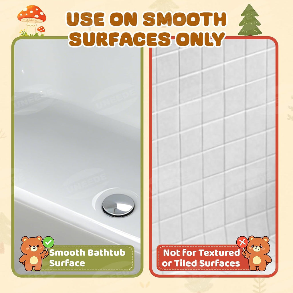 UNEEDE Non Slip Bathtub Mat for Kids | Natural Rubber Toddler Bath Mat with 126 Suction Cups and 43 Drainage Holes, Soft Machine Washable Bathroom Essentials
