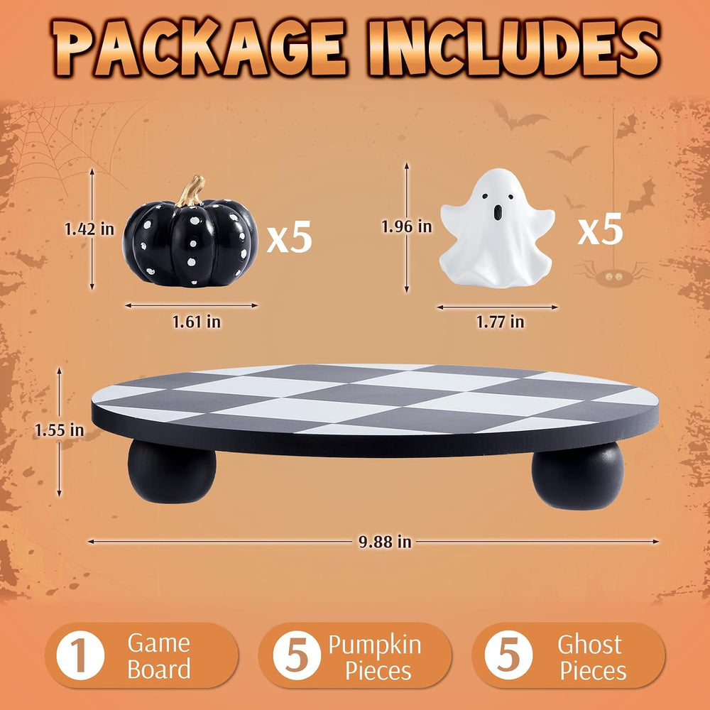 WDS WONDROUS Halloween Decor Tic Tac Toe Game Set with Pumpkin Ghost Pieces