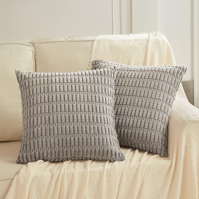 Fancy Homi 4 Packs Grey Decorative Throw Pillow Covers 22x22 Inch - Image 6