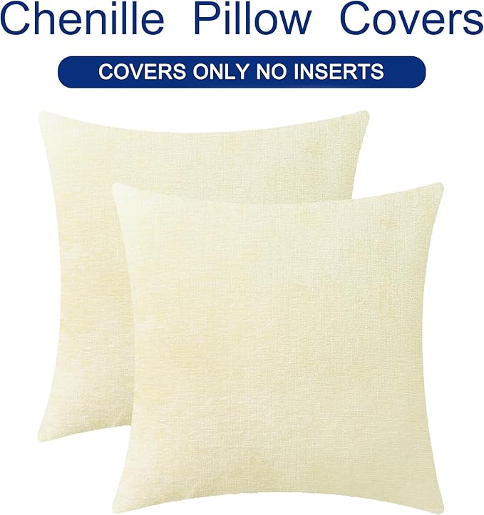 CaliTime Throw Pillow Covers Decorative 22 X 22 Inches Pack of 2 Cozy Chenille - Image 6
