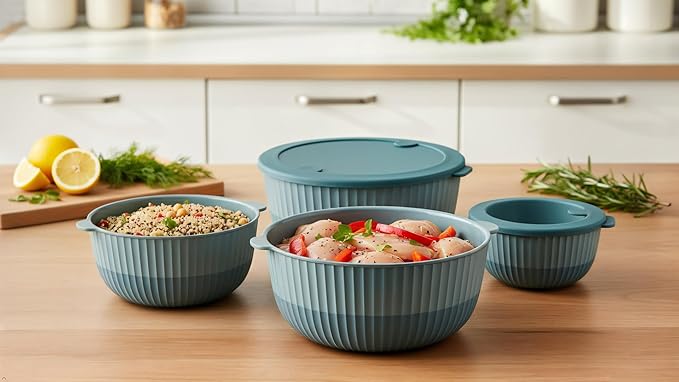 Mixing Bowls with Lids, 8-Piece Airtight Leak-Proof Nesting BPA-Free Bowl Set - Image 8