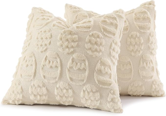 decorUhome Easter Beige Egg Pillow Covers 20x20 Inch Set of 2, Soft Plush Faux - Image 7
