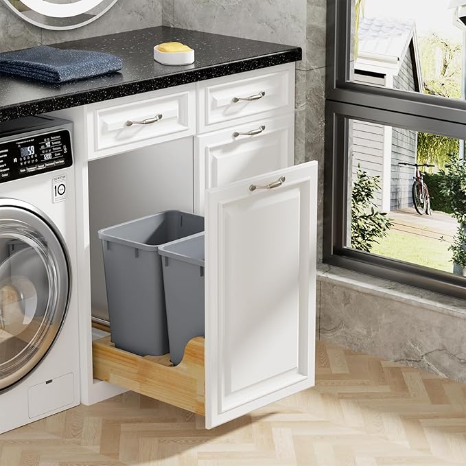 ROOMTEC Lightweight and Durable Slim Trash Can, 35QT Kitchen Trash Can