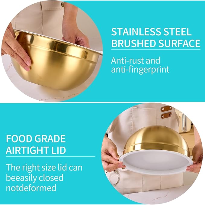 6 Piece Gold Mixing Bowls Set