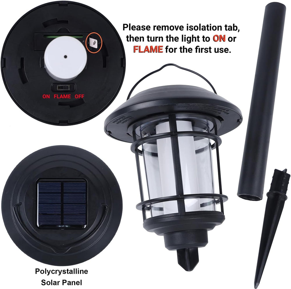 Dynaming 6 Pack Solar Flame Torch Lights Outdoor, Halloween Dual Use Flickeri...