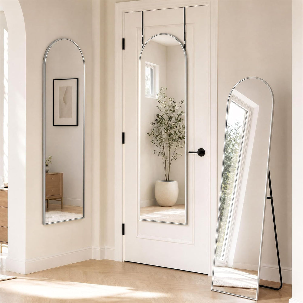 15"x 56" Over The Door Mirror, Arched Full Length Mirror with Floor...