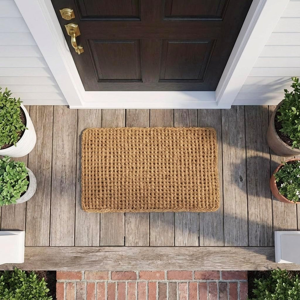 Kempf Dragon Weave Coco Coir Doormat, 22" x 36", Hand-Twisted Inter...