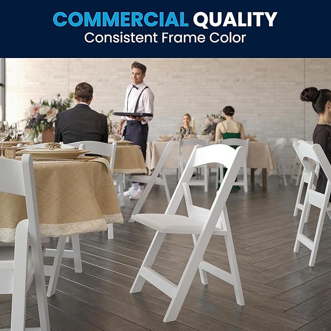Flash Furniture Hercules Series Folding Chairs for Weddings and Formal Events...