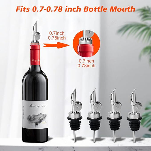 12PCS Weighted Liquor Bottle Pourers, Auto Flip Olive Oil Spout, Stainless - Image 2