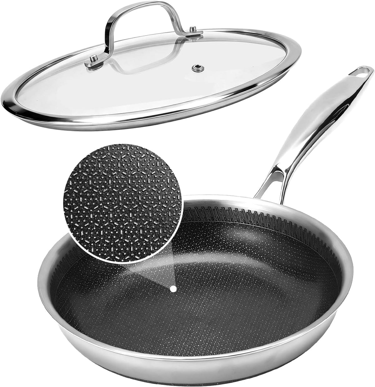 10 Inch Tri-Ply Stainless Steel Hybrid Frying Pan