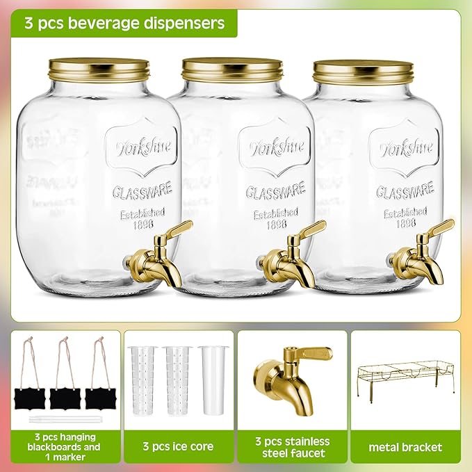 Lallisa 3 Pcs 2.5 Gallon Beverage Dispensers