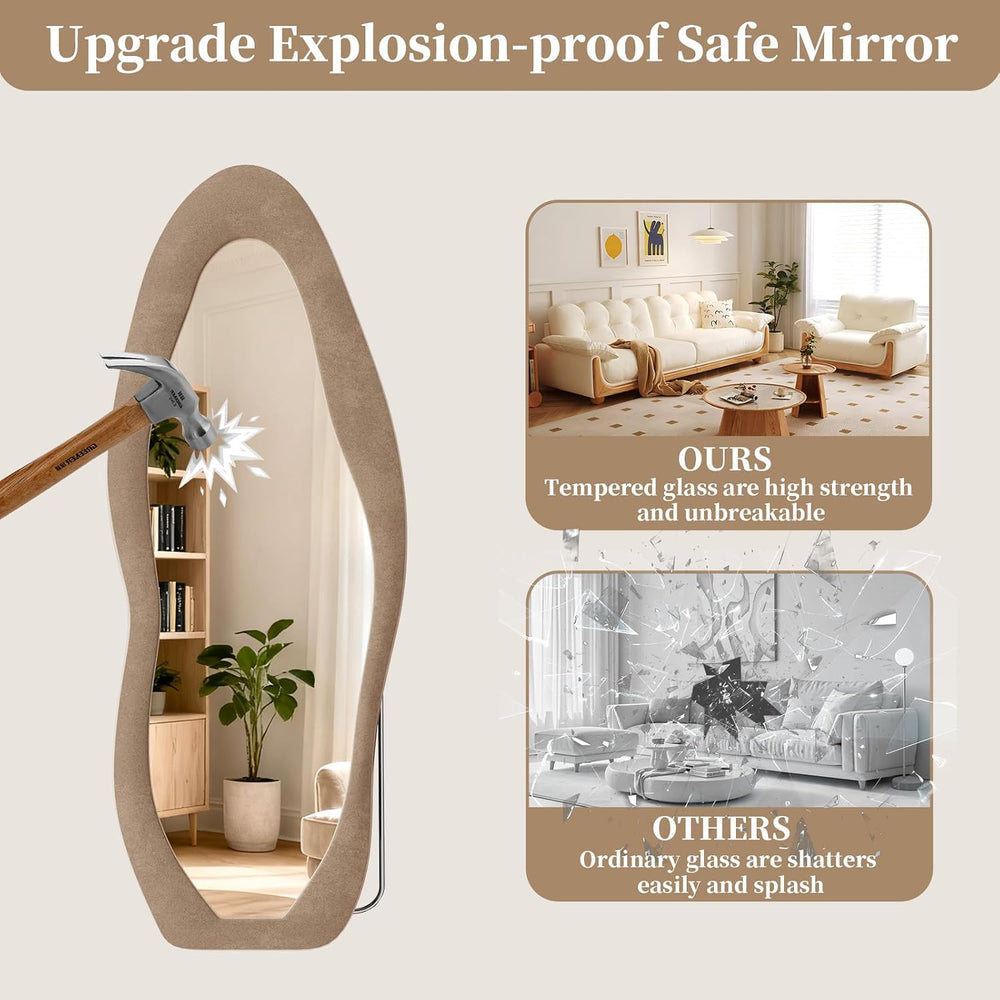 Irregular Full Length Mirror Flannel 63"x24" Full Body Mirror