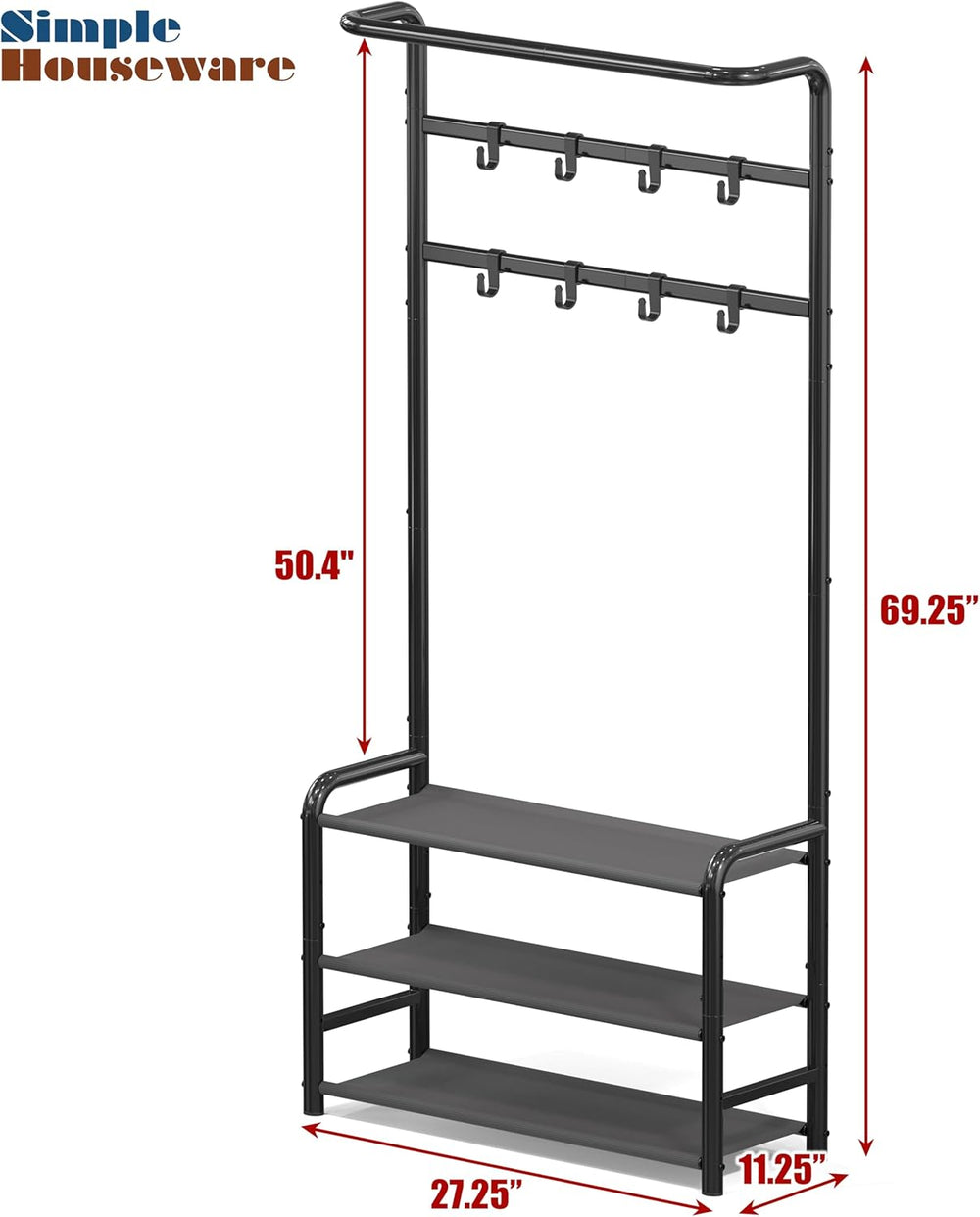 Simple Houseware Coat Rack with Storage Shelf, Freestanding Hall Tree with Ho...